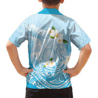 Guam Fishhook Mix Guasali Flowers Family Matching Off The Shoulder Long Sleeve Dress and Hawaiian Shirt Dreaming Turquoise LT7 - Polynesian Pride