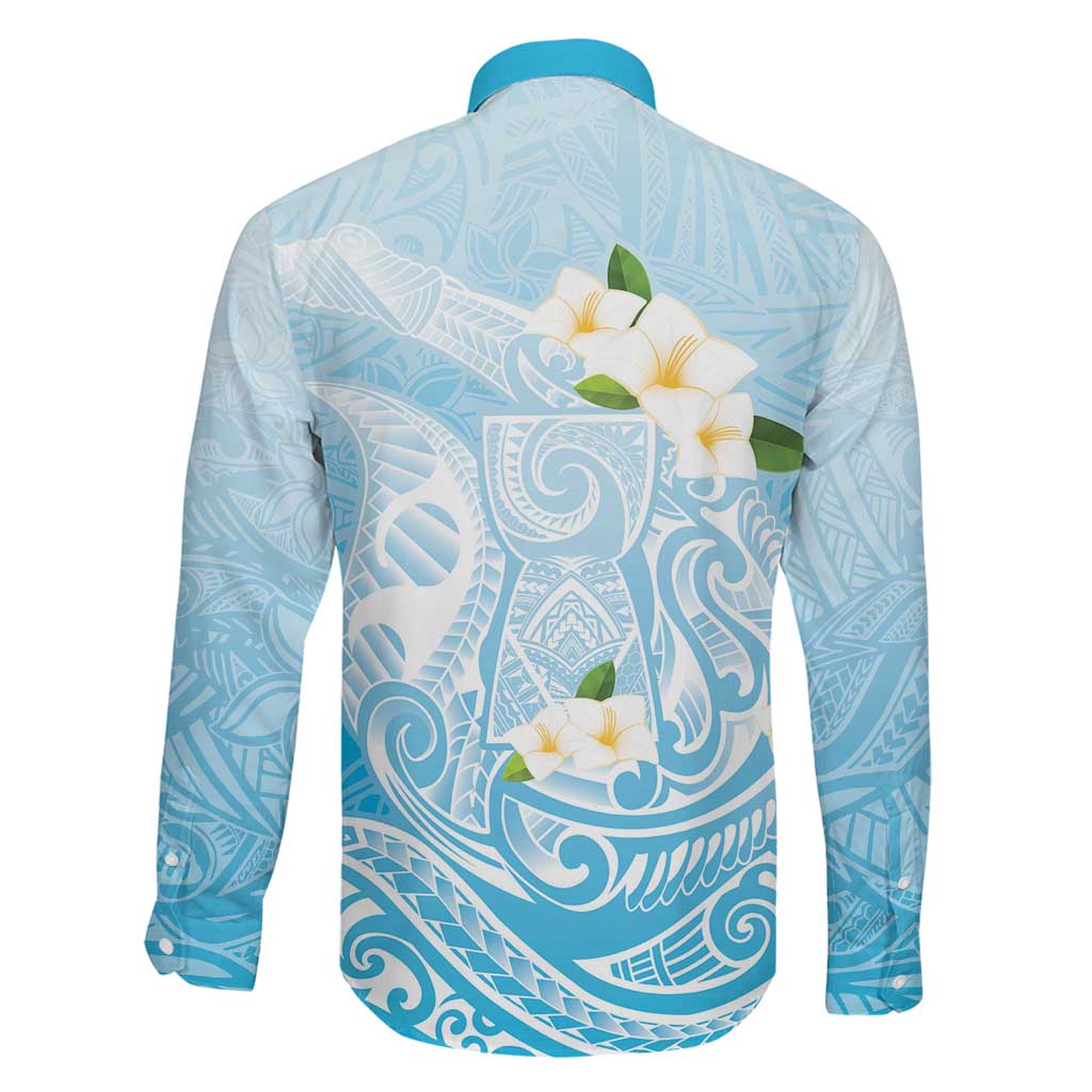 Guam Fishhook Mix Guasali Flowers Family Matching Off The Shoulder Long Sleeve Dress and Hawaiian Shirt Dreaming Turquoise LT7 - Polynesian Pride