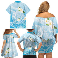 Guam Fishhook Mix Guasali Flowers Family Matching Off Shoulder Short Dress and Hawaiian Shirt Dreaming Turquoise LT7 - Polynesian Pride