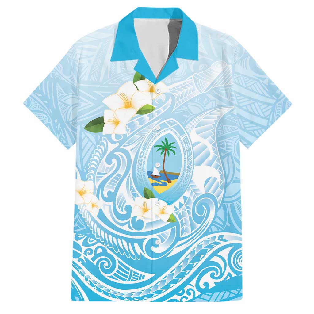 Guam Fishhook Mix Guasali Flowers Family Matching Puletasi and Hawaiian Shirt Dreaming Turquoise LT7 Dad's Shirt - Short Sleeve Turquoise - Polynesian Pride