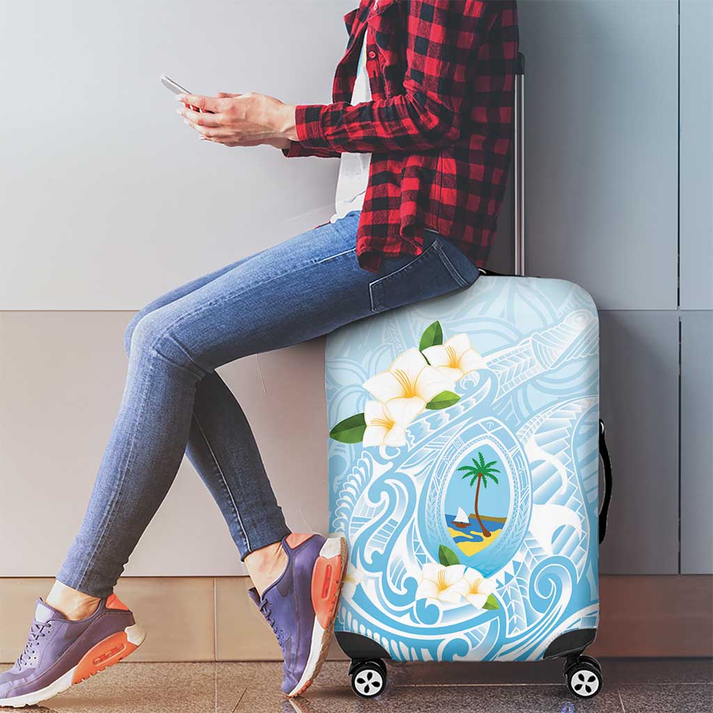 Guam Fishhook Mix Guasali Flowers Luggage Cover Dreaming Turquoise LT7 - Polynesian Pride