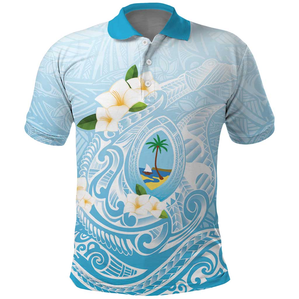 Guam Fishhook Mix Guasali Flowers Polo Shirt Dreaming Turquoise