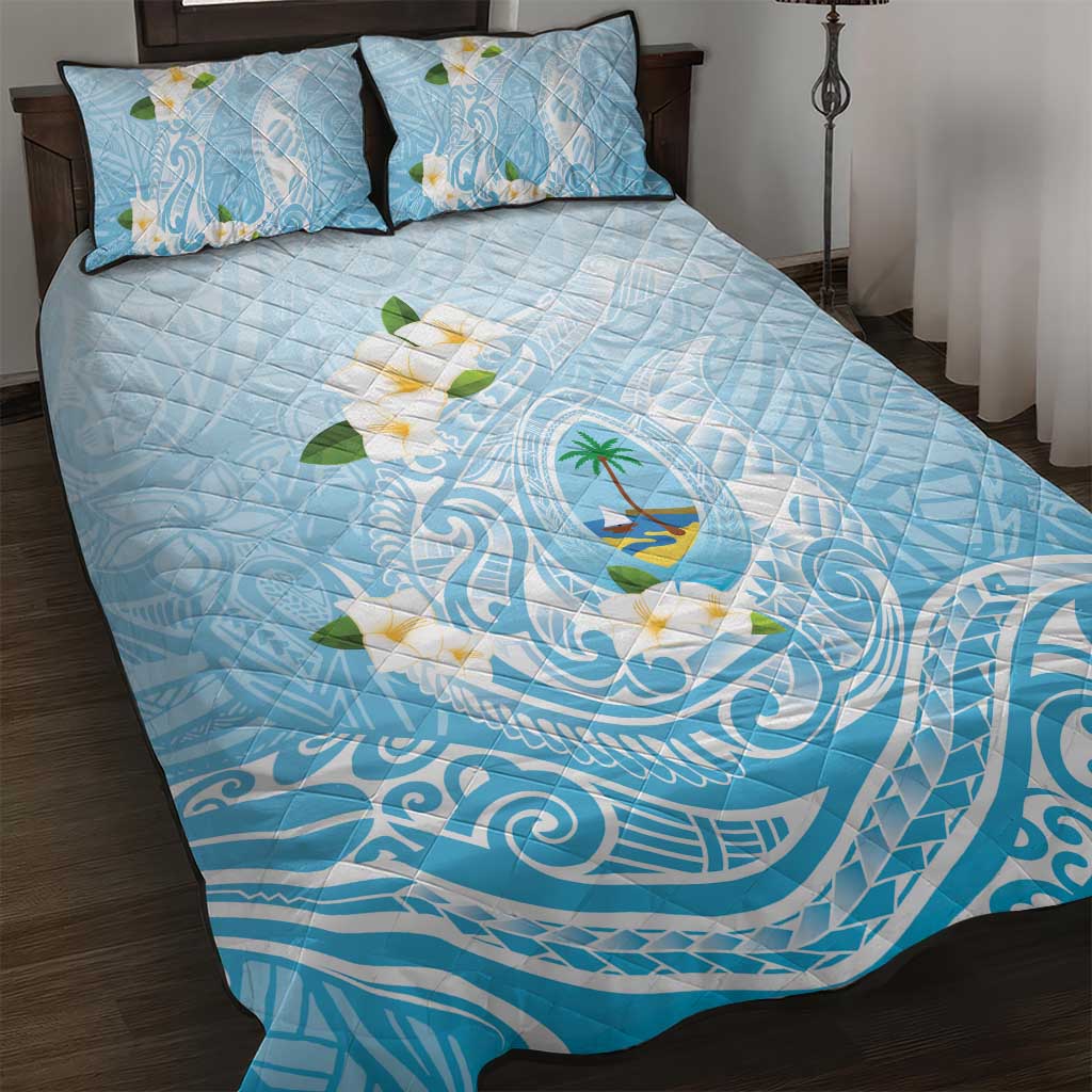 Guam Fishhook Mix Guasali Flowers Quilt Bed Set Dreaming Turquoise LT7 Turquoise - Polynesian Pride