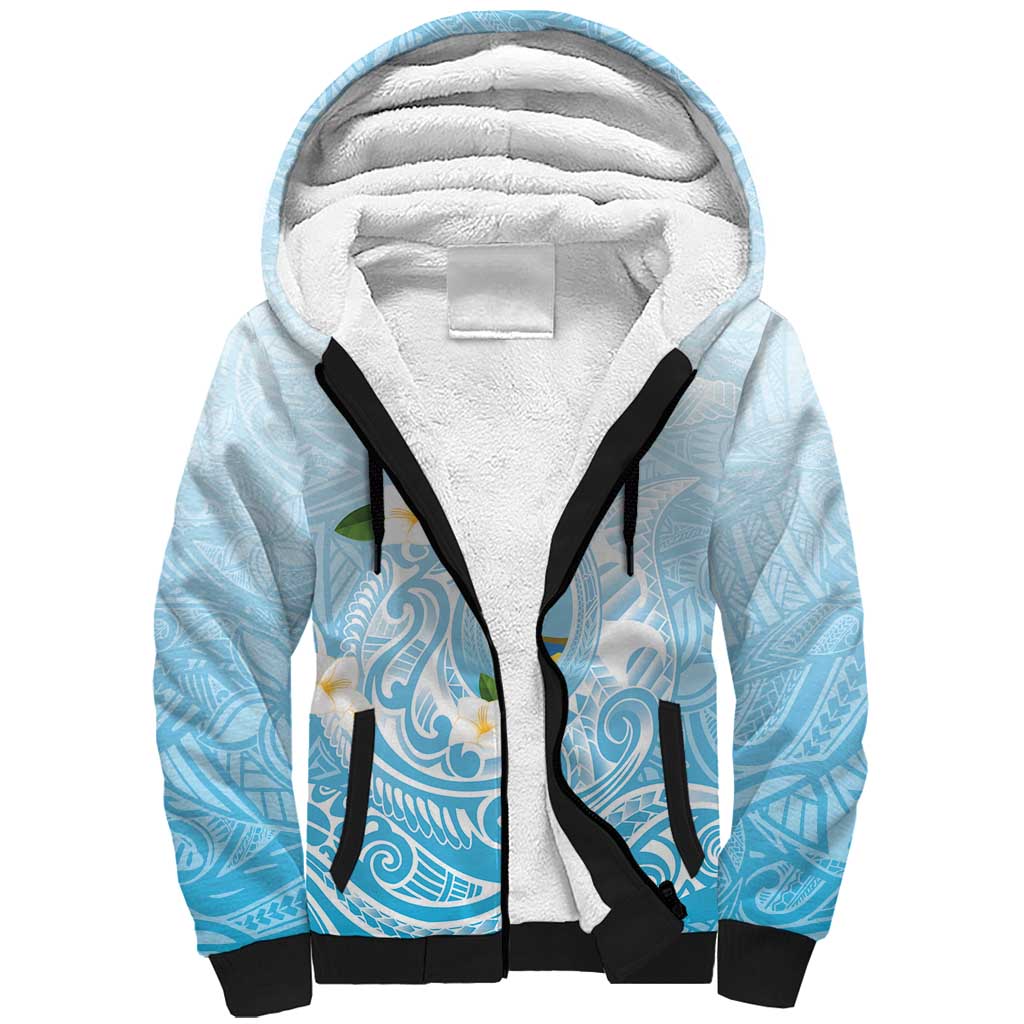 Guam Fishhook Mix Guasali Flowers Sherpa Hoodie Dreaming Turquoise LT7 Unisex Turquoise - Polynesian Pride