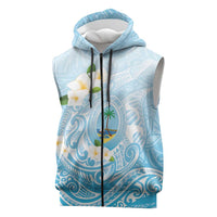 Guam Fishhook Mix Guasali Flowers Sleeveless Zip Hoodie Dreaming Turquoise