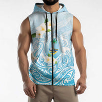 Guam Fishhook Mix Guasali Flowers Sleeveless Zip Hoodie Dreaming Turquoise