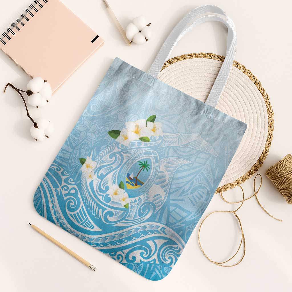 Guam Fishhook Mix Guasali Flowers Tote Bag Dreaming Turquoise LT7 White Strap One Size Turquoise - Polynesian Pride