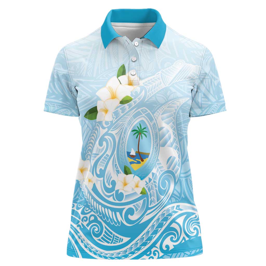 Guam Fishhook Mix Guasali Flowers Women Polo Shirt Dreaming Turquoise