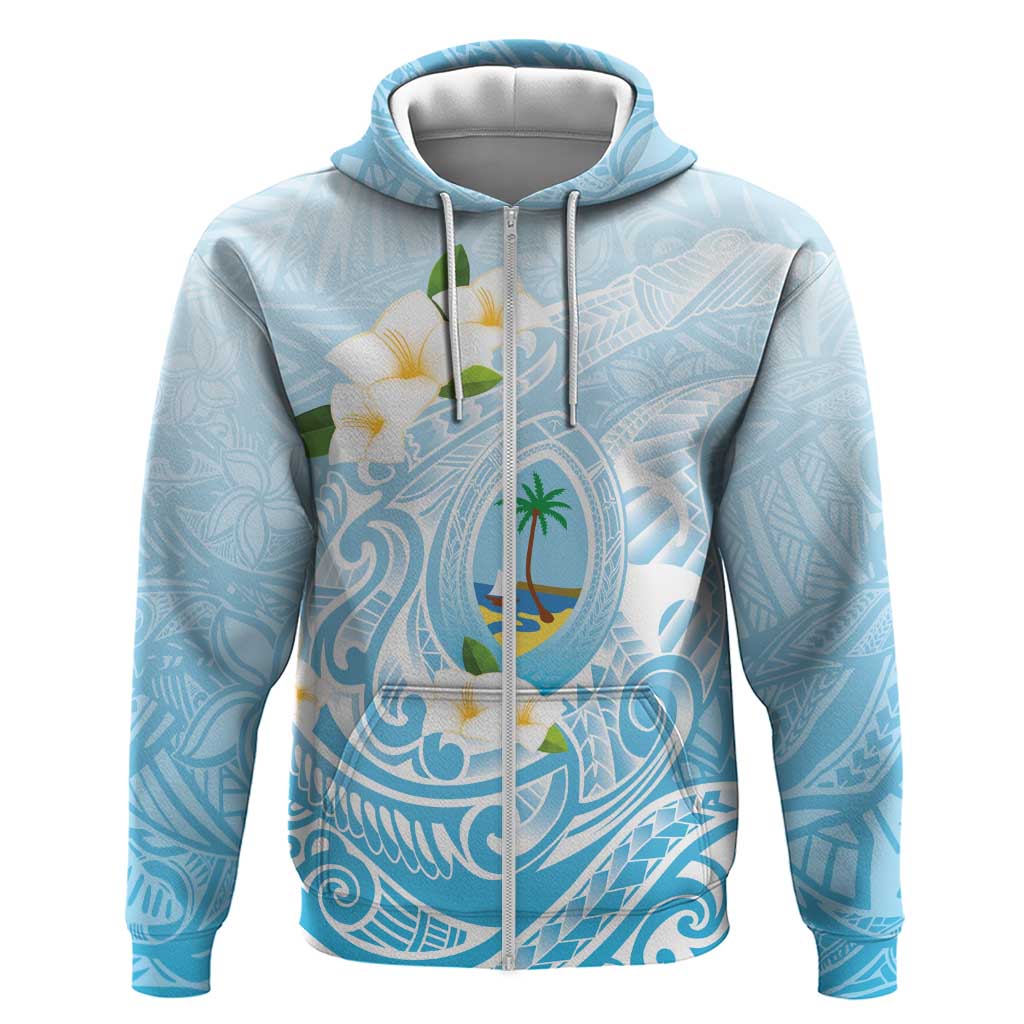 Guam Fishhook Mix Guasali Flowers Zip Hoodie Dreaming Turquoise LT7 Zip Hoodie Turquoise - Polynesian Pride