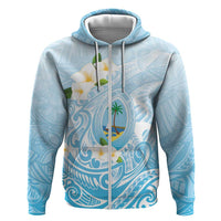 Guam Fishhook Mix Guasali Flowers Zip Hoodie Dreaming Turquoise LT7 Zip Hoodie Turquoise - Polynesian Pride