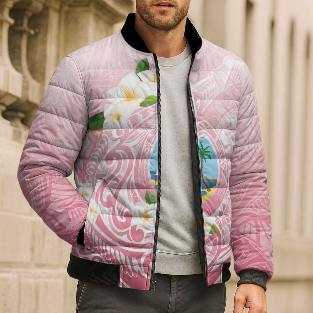 Guam Fishhook Mix Guasali Flowers Bomber Puffer Jacket Dreaming Coral LT7 - Polynesian Pride