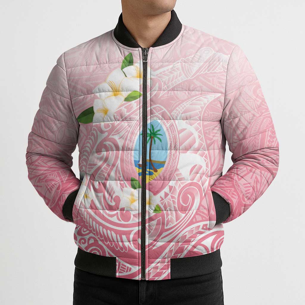 Guam Fishhook Mix Guasali Flowers Bomber Puffer Jacket Dreaming Coral LT7 - Polynesian Pride