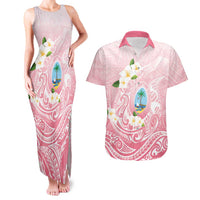 Guam Fishhook Mix Guasali Flowers Couples Matching Tank Maxi Dress and Hawaiian Shirt Dreaming Coral