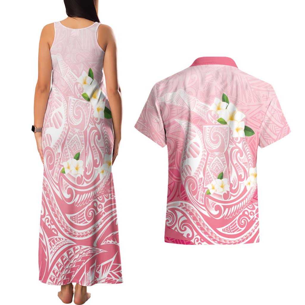 Guam Fishhook Mix Guasali Flowers Couples Matching Tank Maxi Dress and Hawaiian Shirt Dreaming Coral