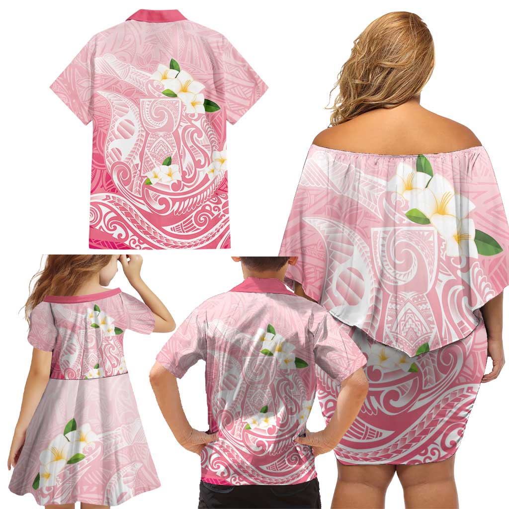 Guam Fishhook Mix Guasali Flowers Family Matching Off Shoulder Short Dress and Hawaiian Shirt Dreaming Coral LT7 - Polynesian Pride