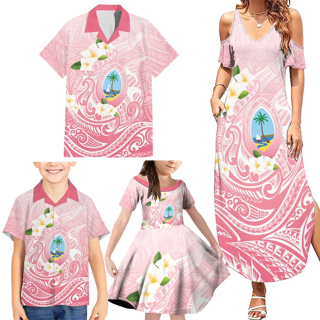 Guam Fishhook Mix Guasali Flowers Family Matching Summer Maxi Dress and Hawaiian Shirt Dreaming Coral