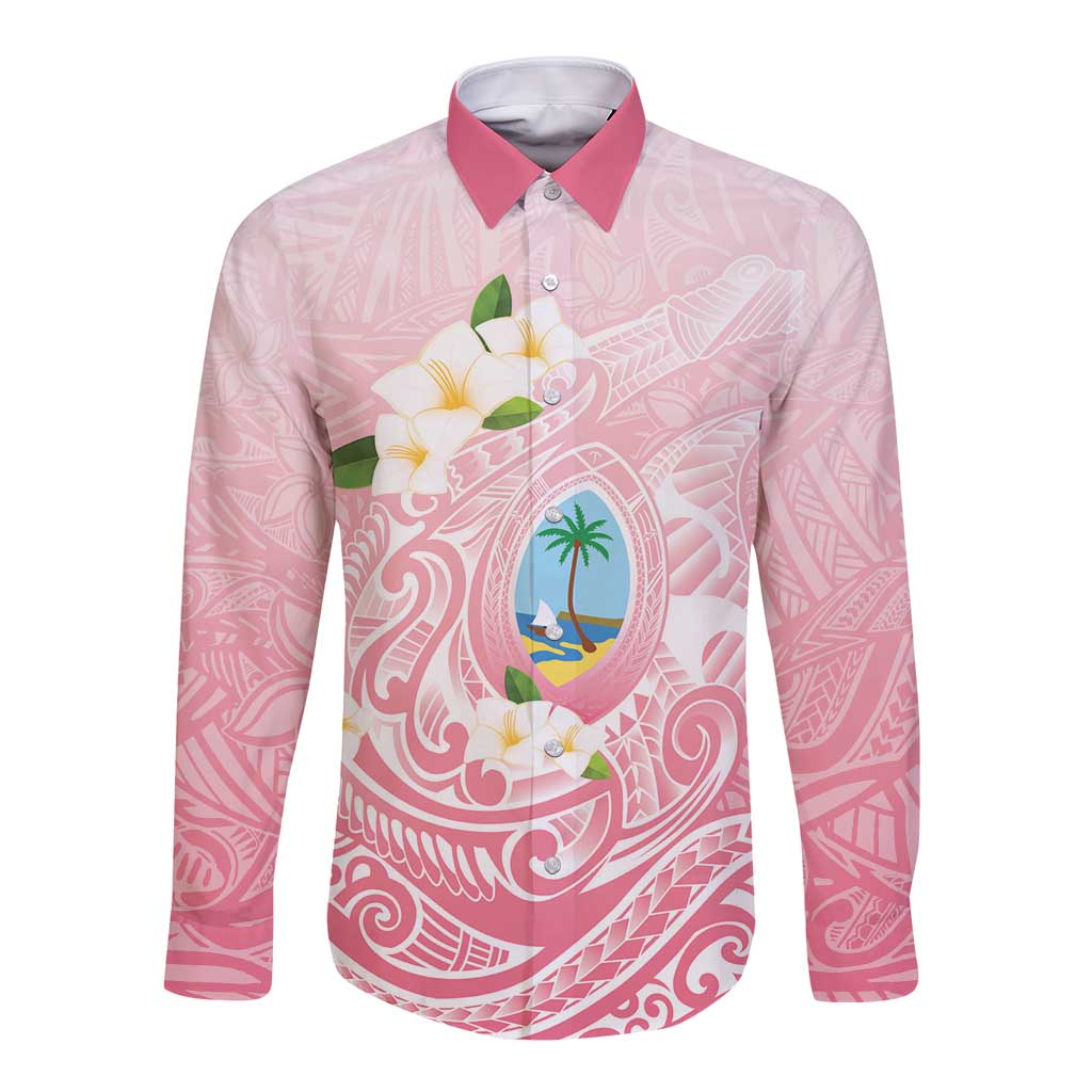 Guam Fishhook Mix Guasali Flowers Long Sleeve Button Shirt Dreaming Coral