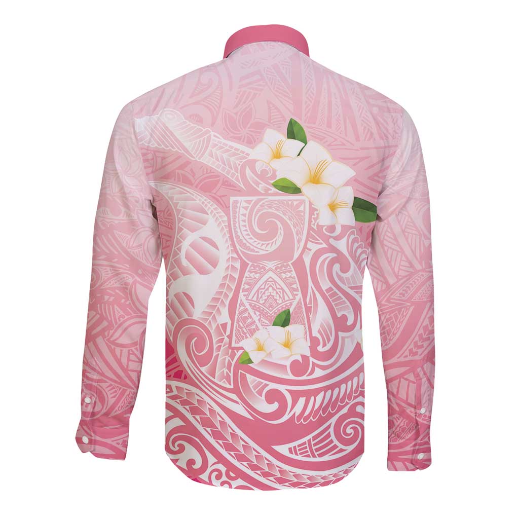 Guam Fishhook Mix Guasali Flowers Long Sleeve Button Shirt Dreaming Coral