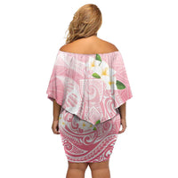 Guam Fishhook Mix Guasali Flowers Off Shoulder Short Dress Dreaming Coral