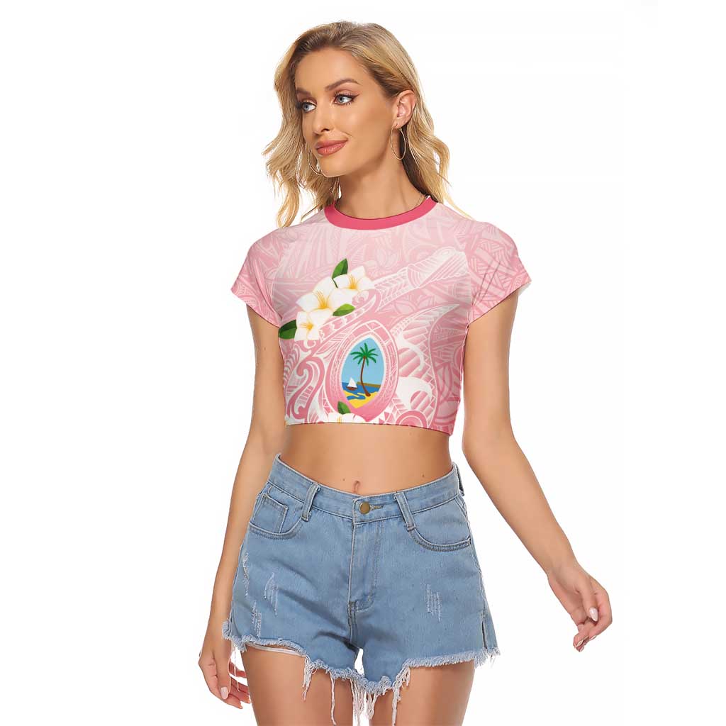 Guam Fishhook Mix Guasali Flowers Raglan Cropped T Shirt Dreaming Coral