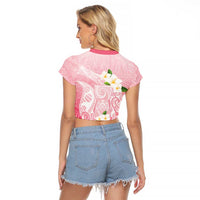 Guam Fishhook Mix Guasali Flowers Raglan Cropped T Shirt Dreaming Coral