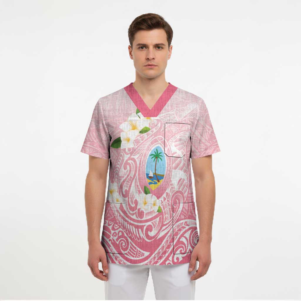 Guam Fishhook Mix Guasali Flowers Scrub Top Dreaming Coral LT7 - Polynesian Pride