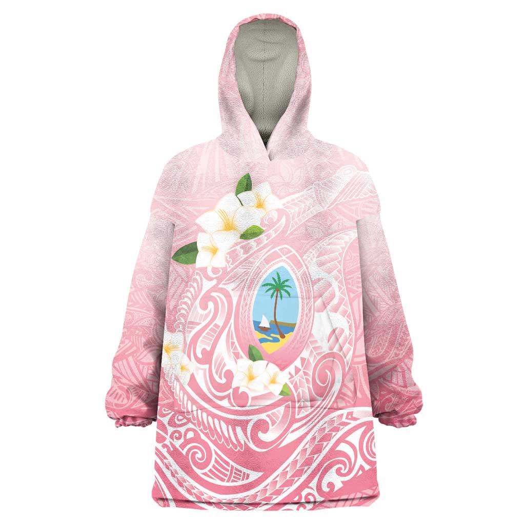 Guam Fishhook Mix Guasali Flowers Wearable Blanket Hoodie Dreaming Coral LT7 One Size Pink - Polynesian Pride