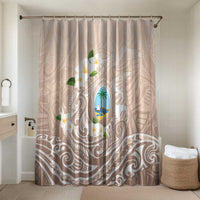 Guam Fishhook Mix Guasali Flowers Bathroom Set Dreaming Hazel LT7 Shower Curtain Only Beige - Polynesian Pride