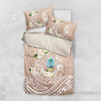 Guam Fishhook Mix Guasali Flowers Bedding Set Dreaming Hazel LT7 US Twin 172cm x 218cm Beige - Polynesian Pride