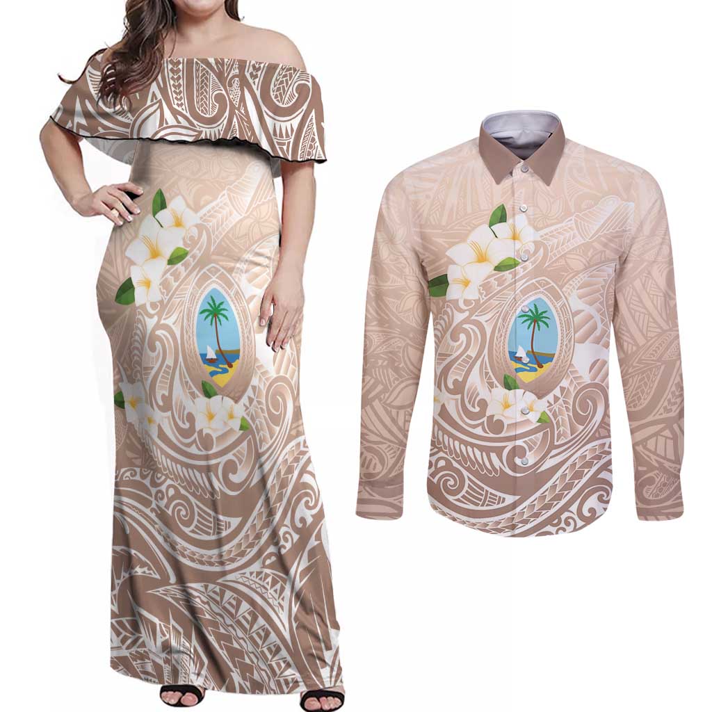 Guam Fishhook Mix Guasali Flowers Couples Matching Off Shoulder Maxi Dress and Long Sleeve Button Shirt Dreaming Hazel