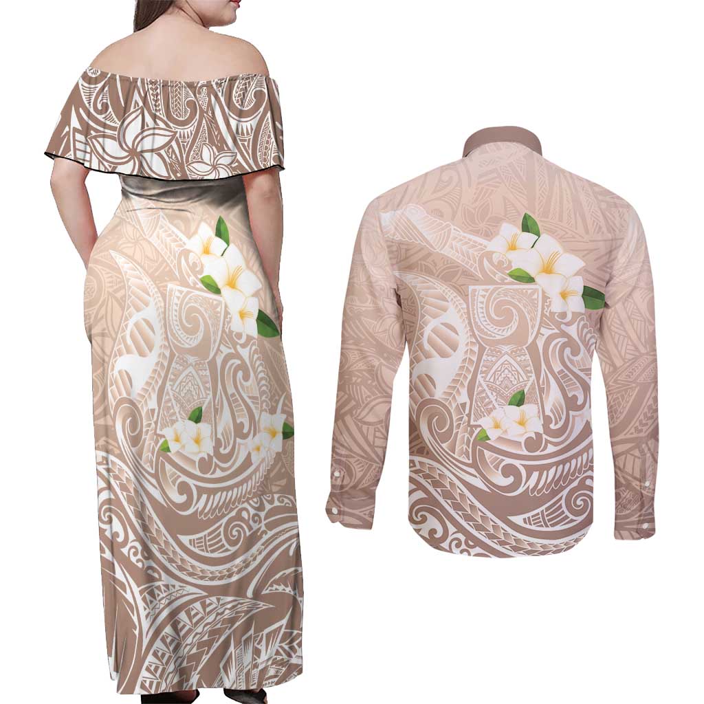 Guam Fishhook Mix Guasali Flowers Couples Matching Off Shoulder Maxi Dress and Long Sleeve Button Shirt Dreaming Hazel