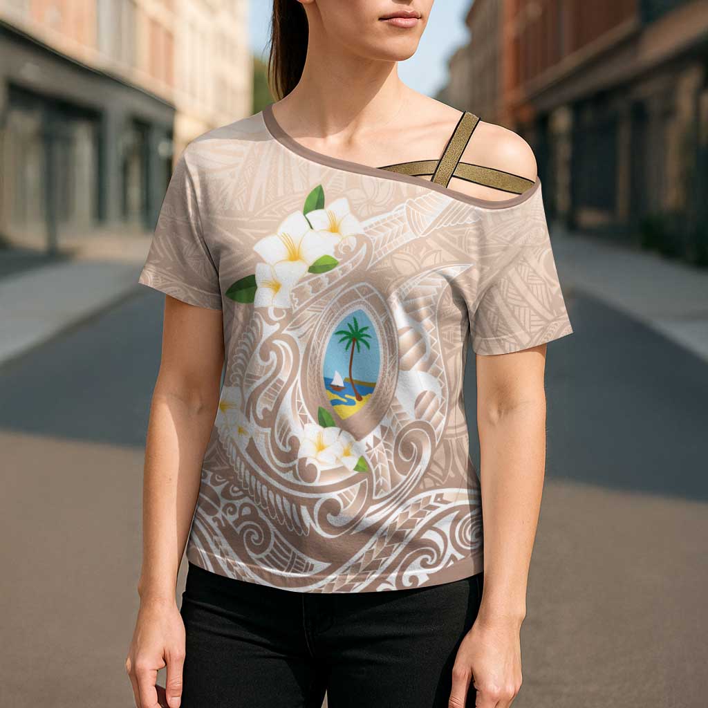 Guam Fishhook Mix Guasali Flowers Cross Shoulder Shirt Dreaming Hazel LT7 - Polynesian Pride
