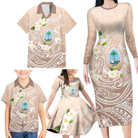 Guam Fishhook Mix Guasali Flowers Family Matching Long Sleeve Bodycon Dress and Hawaiian Shirt Dreaming Hazel