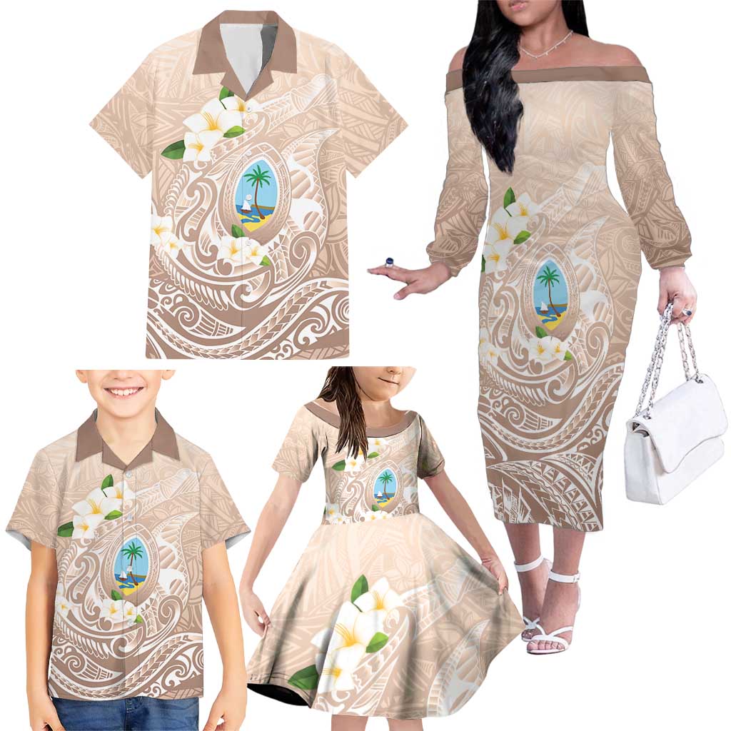 Guam Fishhook Mix Guasali Flowers Family Matching Off The Shoulder Long Sleeve Dress and Hawaiian Shirt Dreaming Hazel