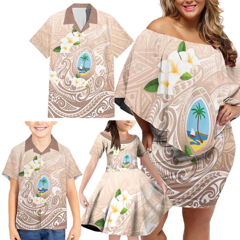 Guam Fishhook Mix Guasali Flowers Family Matching Off Shoulder Short Dress and Hawaiian Shirt Dreaming Hazel
