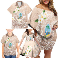 Guam Fishhook Mix Guasali Flowers Family Matching Off Shoulder Short Dress and Hawaiian Shirt Dreaming Hazel LT7 - Polynesian Pride