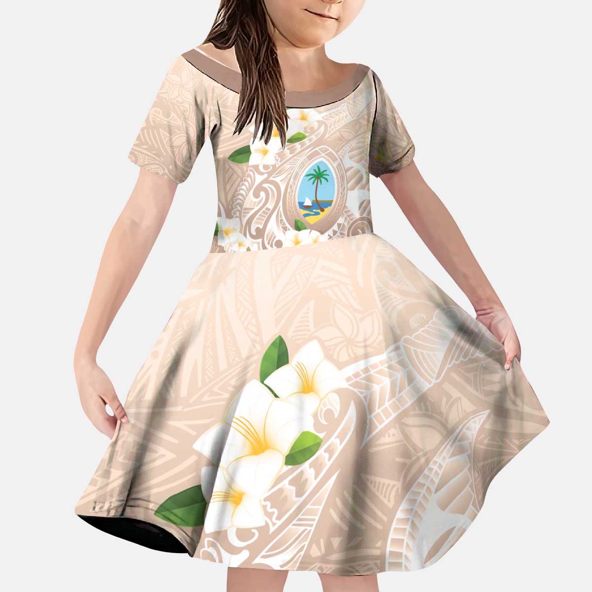 Guam Fishhook Mix Guasali Flowers Kid Short Sleeve Dress Dreaming Hazel