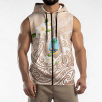 Guam Fishhook Mix Guasali Flowers Sleeveless Zip Hoodie Dreaming Hazel LT7 - Polynesian Pride