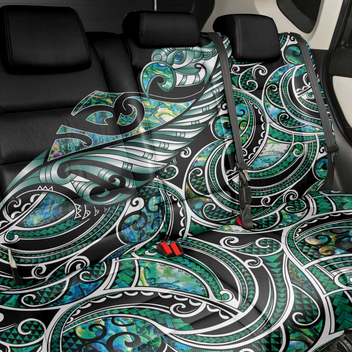 Maori Matariki - Manaia Back Car Seat Cover Emerald Paua Shell LT7 - Polynesian Pride