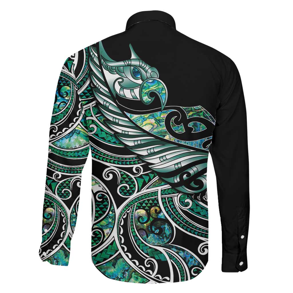 Maori Matariki - Manaia Family Matching Off The Shoulder Long Sleeve Dress and Hawaiian Shirt Emerald Paua Shell