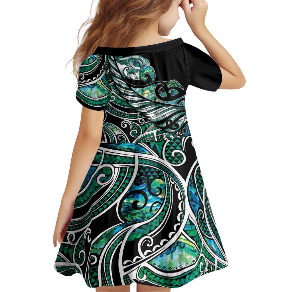 Maori Matariki - Manaia Family Matching Off Shoulder Maxi Dress and Hawaiian Shirt Emerald Paua Shell