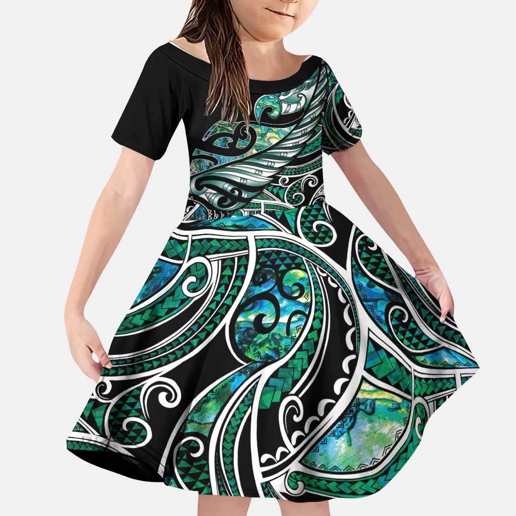 Maori Matariki - Manaia Family Matching Tank Maxi Dress and Hawaiian Shirt Emerald Paua Shell