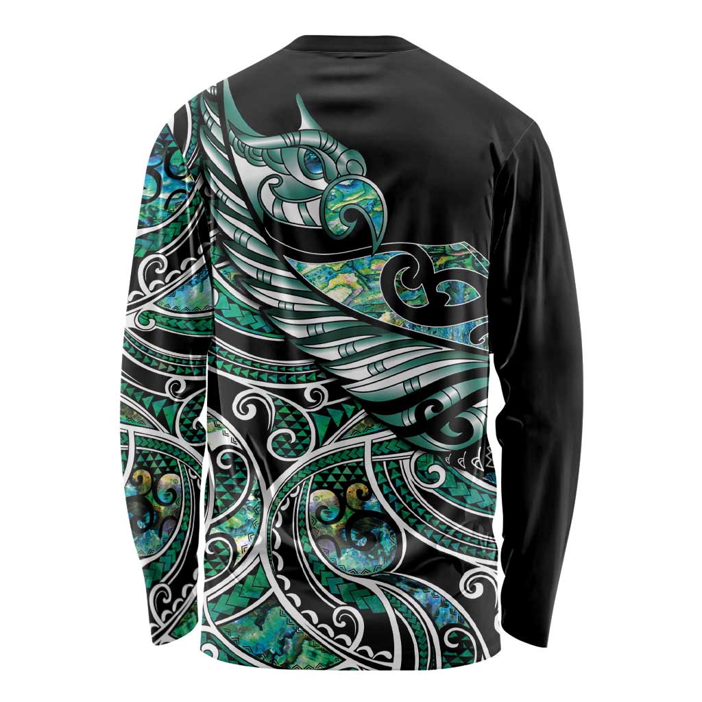 Maori Matariki - Manaia Long Sleeve Shirt Emerald Paua Shell LT7 - Polynesian Pride