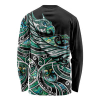 Maori Matariki - Manaia Long Sleeve Shirt Emerald Paua Shell LT7 - Polynesian Pride