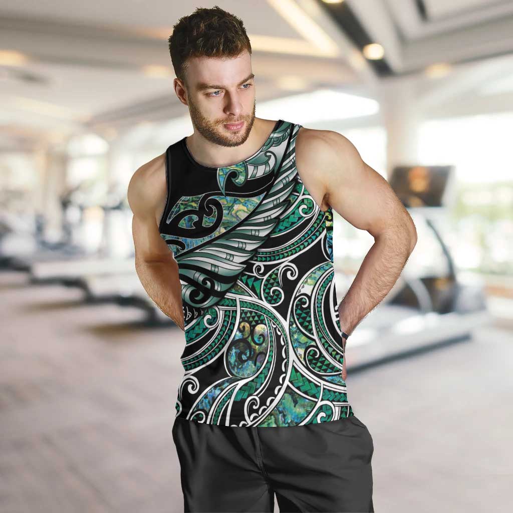 Maori Matariki - Manaia Men Tank Top Emerald Paua Shell LT7 Green - Polynesian Pride