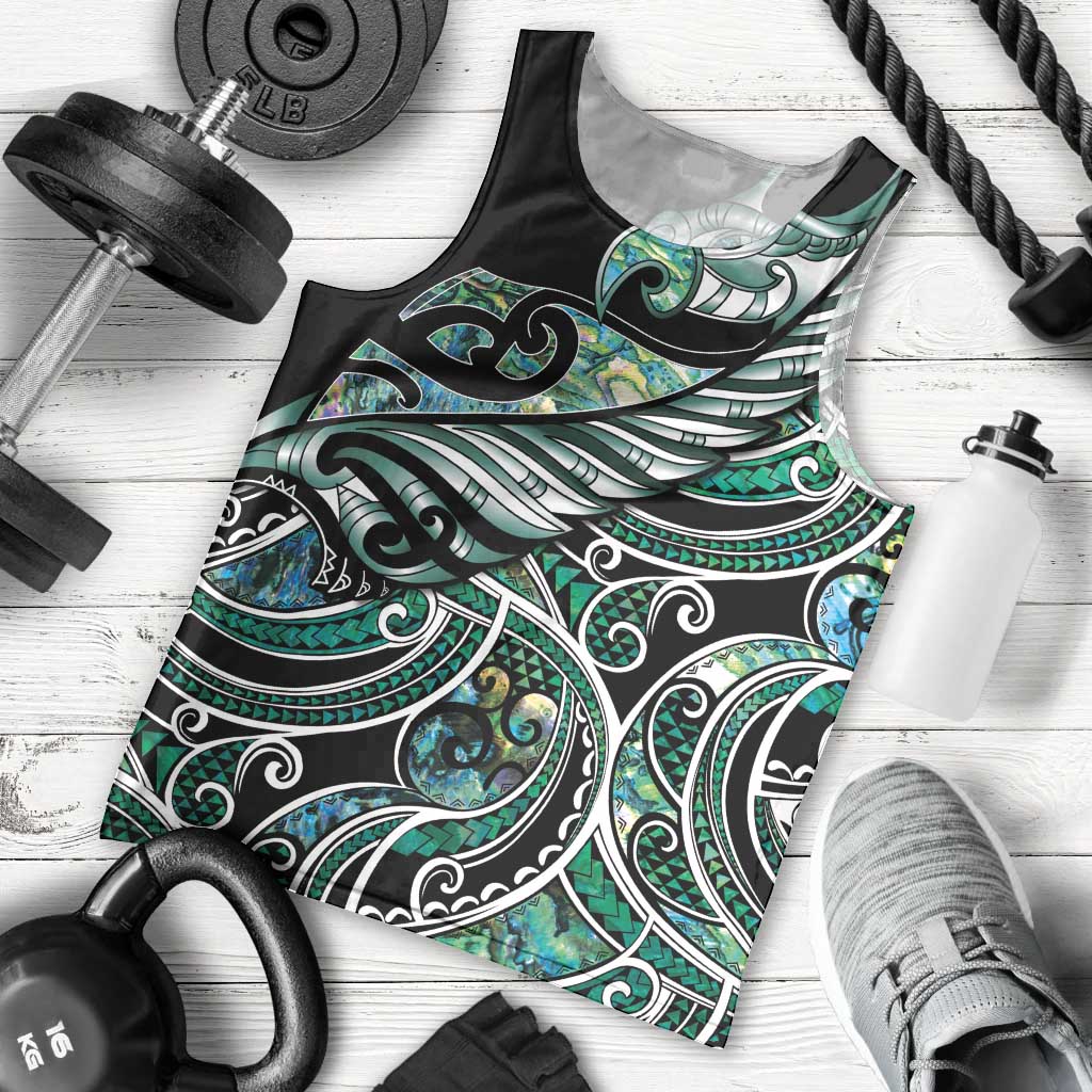 Maori Matariki - Manaia Men Tank Top Emerald Paua Shell LT7 - Polynesian Pride
