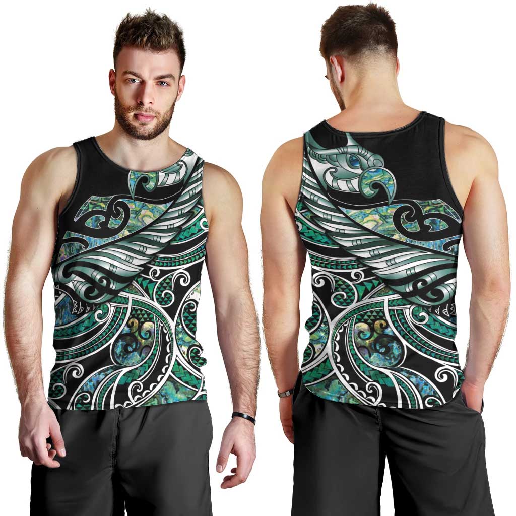 Maori Matariki - Manaia Men Tank Top Emerald Paua Shell LT7 - Polynesian Pride