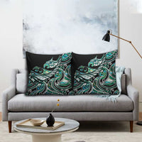 Maori Matariki - Manaia Pillow Cover Emerald Paua Shell