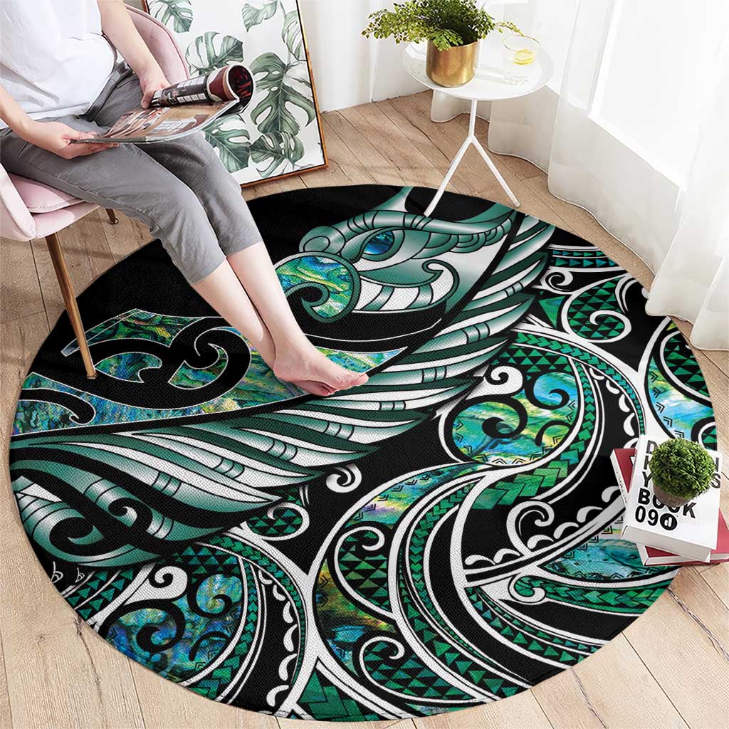 Maori Matariki - Manaia Round Carpet Emerald Paua Shell