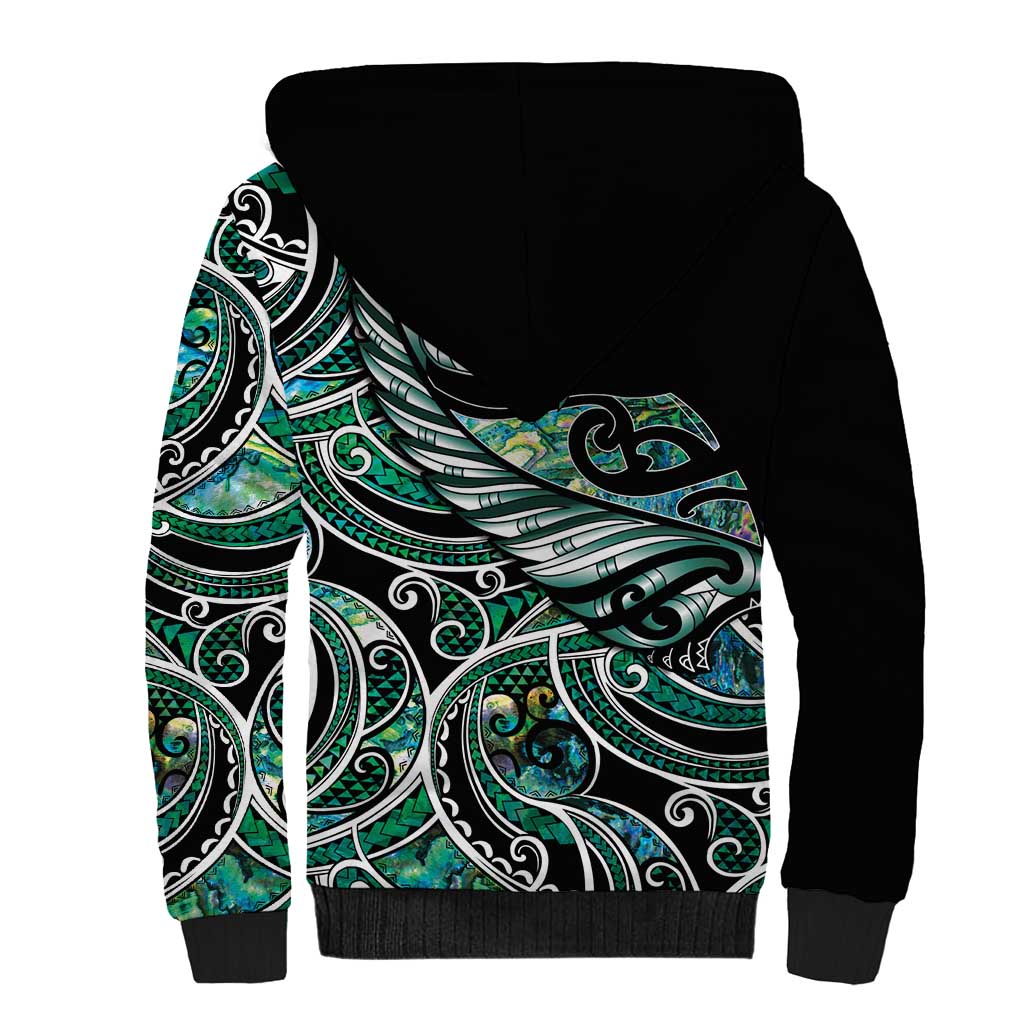 Maori Matariki - Manaia Sherpa Hoodie Emerald Paua Shell LT7 - Polynesian Pride